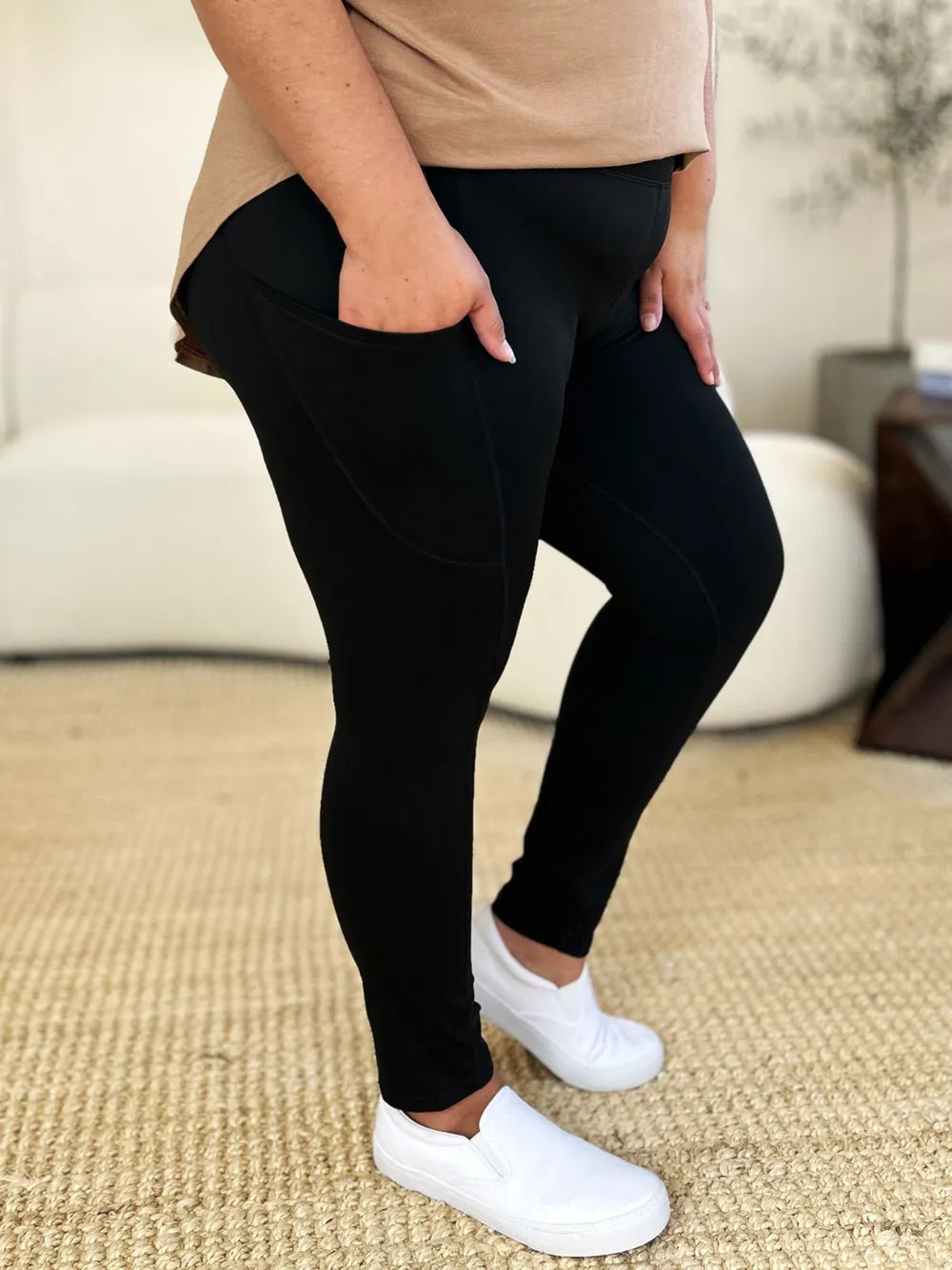 Wide Waistband Sports Leggings For Women Opaque Stretchy Nylon Blend Workout Essential Machine Wash Cold